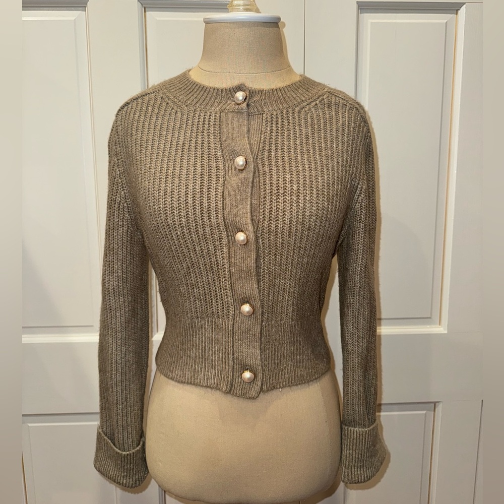 Abercrombie & Fitch Taupe Button-Up Cardigan